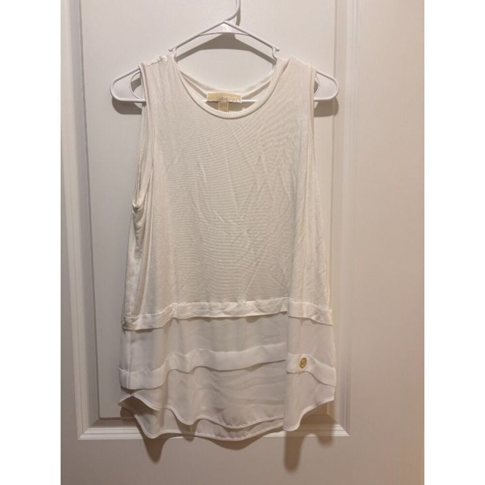 MICHAEL Michael Kors White Layered Hem Top Sz L